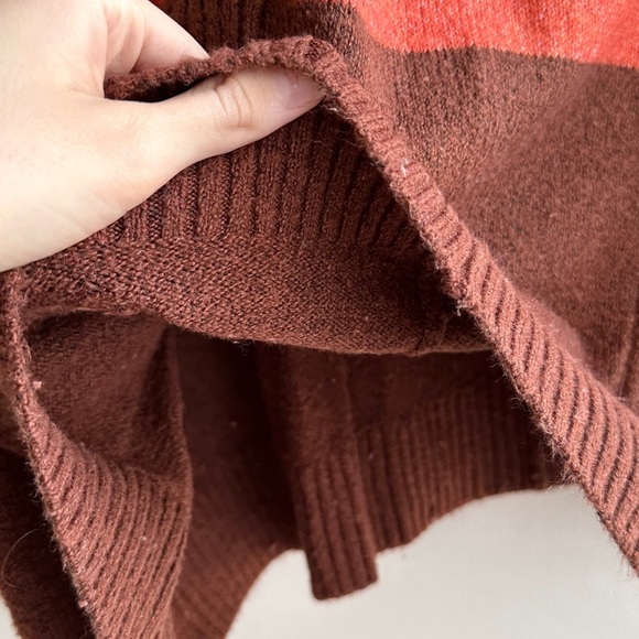 LOFT Tri Colorblock Cowl Neck Sweater, Cream/Tan/Orange/Brown, Size Small - Picture 9 of 16
